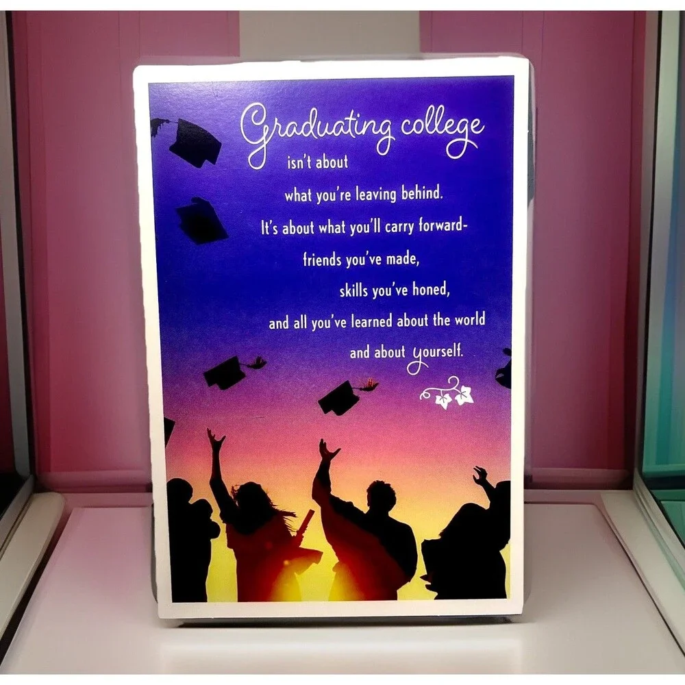 Hallmark Expressions College Graduation Card Sunset Cap Toss Photo w/ Envelope